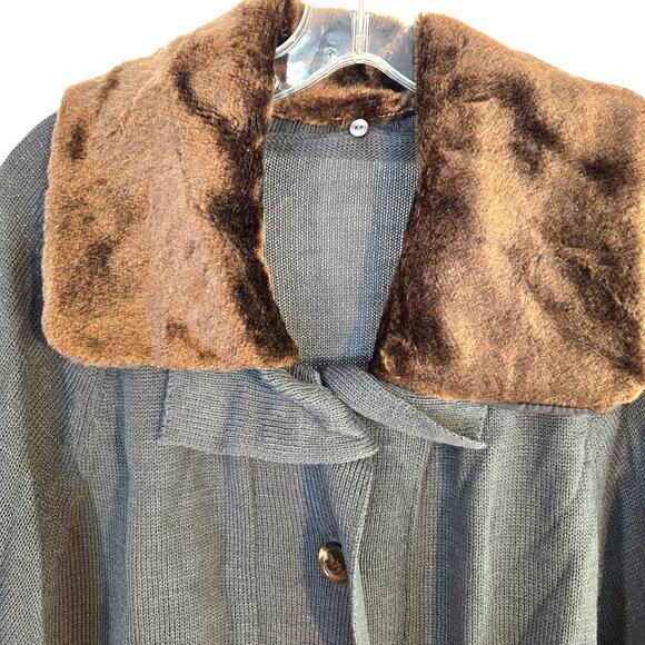 Women's Gray Cape One Size Fits Small - Large Removable Collar Coat Jacket - Picture 2 of 9